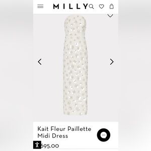 Milly Kait Fleur Paillette
Midi Dress White Beaded Sequin Dress